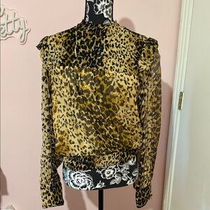 FREE PEOPLE Leopard Print Sheer Blouse NWT